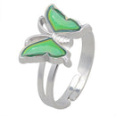 Cute Butterfly Pendant Necklace Ring Set, Mood Feeling Sensitive Color Change