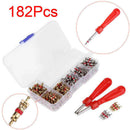 182pcs/Set Car A/C Air Conditioning R134a Valve Core Assortment+Remover Tool