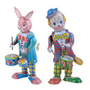 2x Classic Wind-up Drumming Clockwork Robot Tin Toys Collectable Children Favor