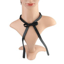Handmade Exquisite Black Bow Tie Necklace PU Leather Clavicle Chain Ornament
