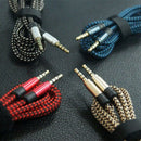 black 1.5 meter high-grade braided metal audio cable 3.5 mm AUX audio cable