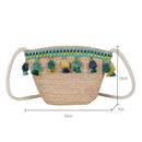 Women Tassel Shoulder Bags Straw Messenger Crossbody Beach Handbags (Green) A