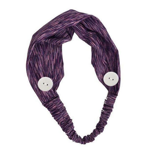 4pcs Face Cover Holder Yoga Non Slip Women Button Headband Elastic Wide Edge