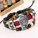 Boho Handmade Weave Bracelet Multi-layer Beads Leather Charm Bangle Jewelry A
