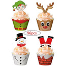 48 Sets Christmas Cupcake Toppers and Wrappers Party Supplies Snowman Santa