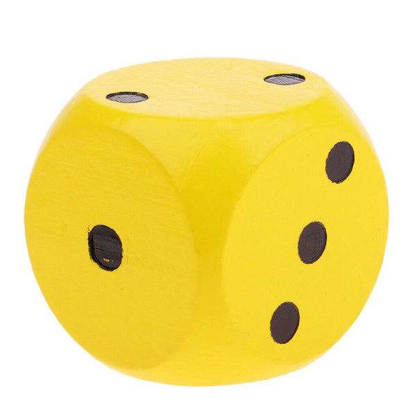 2x Large 5cm Wooden Dice D6 Six Sided Dies for D&D RPG MTG TRPG Red+Yellow