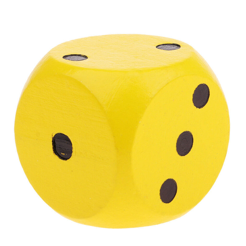 2x Large 5cm Wooden Dice D6 Six Sided Dies for D&D RPG MTG TRPG Red+Yellow