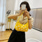 Women Flower Daisy Handbag Nylon Casual Underarm Shoulder Tote Bag (Yellow)