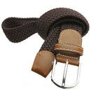 Unisex Men Women Stretch Braided Elastic Leather Buckle Belt Waistband coff