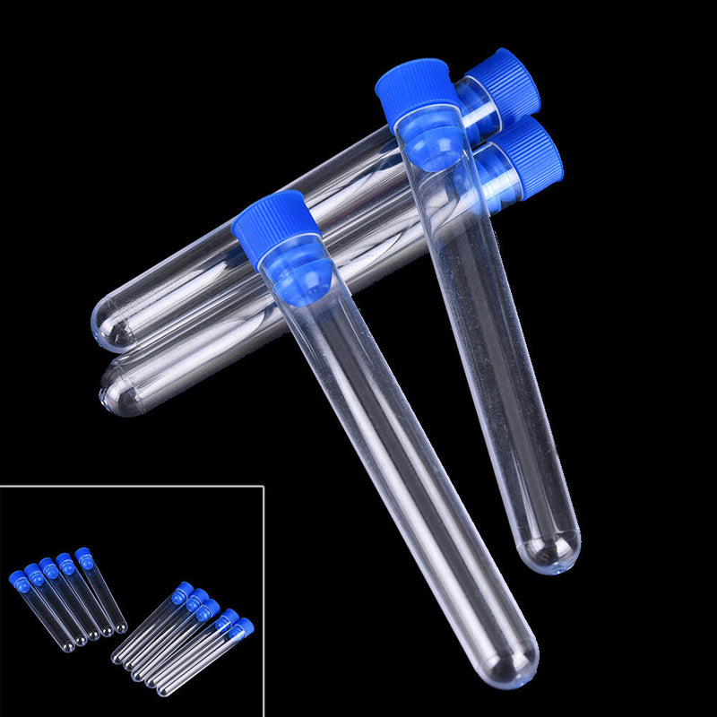 10pcs 15x100mm Clear Plastic Test Tubes Hard Plastic Test Tube With Wing Pluggï¼D