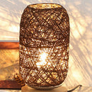 Usb LED Table Lamps Wooden Dimmable Rattan Ball Bulb Home Decor (Brown)