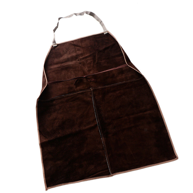 Adjustable Leather Welding Protective Work Apron Bib Random