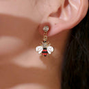 Bee Rhinestone Dangles Earrings Colorful Long Ear Drop Women Jewelry Gift