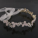 Gorgeous Ladies Girls Leaf Crystal Hair Band with Ribbon Headwear