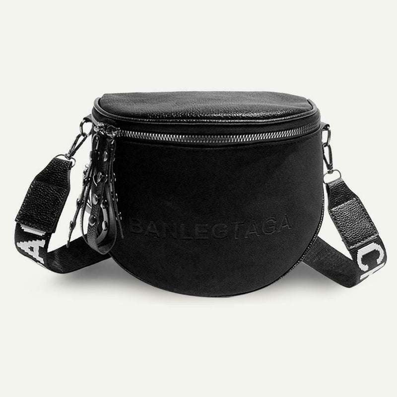 Fashion Crossbody Bag Women Leather Shoulder Messenger Saddle Bags (Black)
