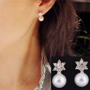 Snowflake Earrings Crystal Rhinestone Pearls Ear Stud Earring Women Jewelry Z