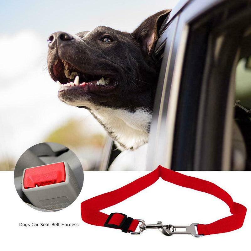 Adjustable Dogs Car Seat Belt Harness Pets Safe Seat Traction Rope (Red)