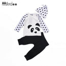 Mikrdoo baby boy clothing set cartoon panda cotton long-sleeved T shirt+ troL3Q2