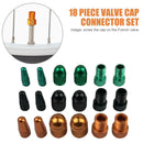18pcs Aluminum Alloy Tire Wheel Stem Schrader+French Air Valve Caps with Adapter