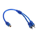 1pc 30cm 2 RCA Male to 1 RCA Female Copper Aluminum Cable for Car Audio A