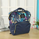 Mummy Maternity Backpacks Plant Print Baby Diaper Shoulder Bags (Blue)