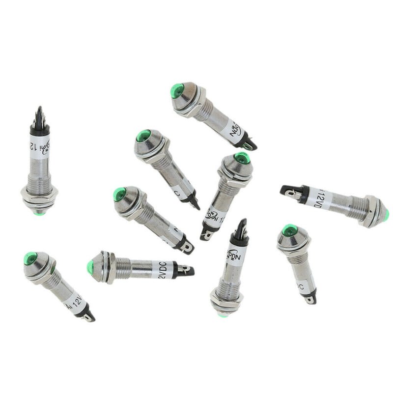 20x XD8-2 8mm 12V DC LED Metal Signal Indicator  Dash Light Red+Green