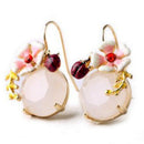 Sweet Earring Enamel Flower Ladybug Round Gem Short Drop Earring