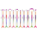 10pcs Fish Tail Foundation Powder Eyeshadow Eyeliner Makeup Brush(Colorful) A