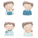 Curly Boy Planter Set - 4Pcs European Style Succulent Plants Planter Pot Mi
