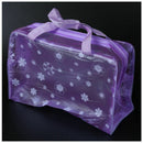 Floral Print Transparent Waterproof Cosmetic Bag Toiletry Bathing Pouch Pur