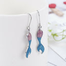 Women Shiny Mermaid Tail Pendant Hook Earrings Jewelry Party Wedding Accessories