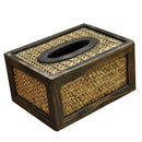 Retro Bamboo Wood Facial Tissue Box Cover/Holder for Bathroom Countertops