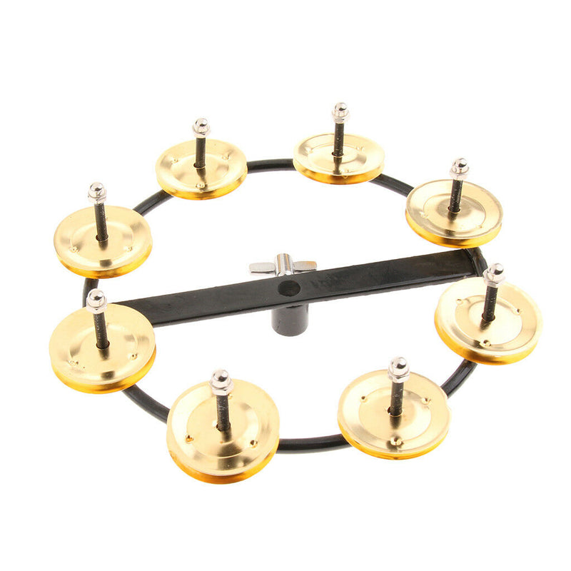 Drum Set Hi-hat Tambourine with Single Row Steel Jingles for Kids KTV Favor