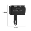 Quelima QC 3.0 4USB Car Charger+ Cigarette Lighter Socket Splitter Power Adapter