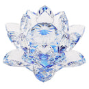 Crystal Lotus Flower Buddhist Ornament Feng Shui Art Glass Paperweight Blue