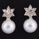 Snowflake Earrings Crystal Rhinestone Pearls Ear Stud Earring Women Jewelry JR