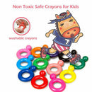 Toddler Crayons, 12 Colors Paint Crayons for Babies, Ring Shaped Washable W