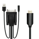 6ft HDMI to VGA Adapter w/Audio Male to Male Cable for PC Monitor Projector A