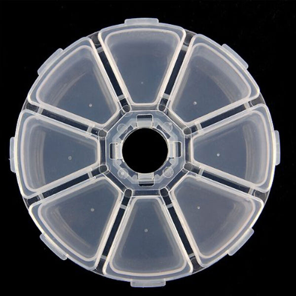 8 slots Empty Clear Round Wheel Storage Box/Container for Seed Beads Gems New