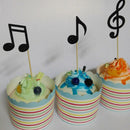 30 Pcs Music Notes Themed Cupcake Topper Paper Cake Inserts Card Wedding Ca S4G6