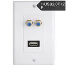 3Ports HDMI Ethernet USB 2.0 Port RCA Coaxial Wall Plate Jack Socket Panel