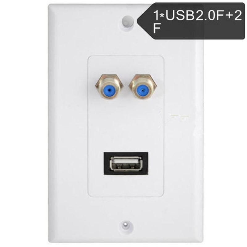 3Ports HDMI Ethernet USB 2.0 Port RCA Coaxial Wall Plate Jack Socket Panel