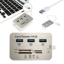 3-Port Aluminum USB 3.0 Hub With MS SD M2 TF Multi-In-1 Card Reader For MacBook