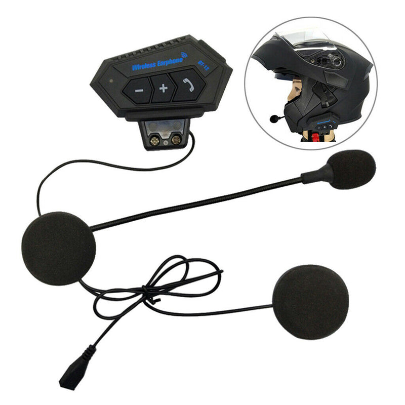 Motorcycle Helmet Headset Intercom Bluetooth Headphones Hands-Free Black New