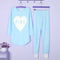 Womens Pajama Sleepwear Nightwear Set Long Sleeve Round Neck Tops Stripe Pants