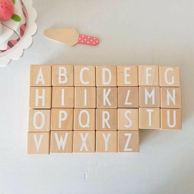 Beechwood Montessori Alphabet ABC Building Blocks Toddler Baby Grab Stacking