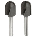1/4inch x 5/8inch Woodworking Straight Shank Round Nose Router Bit 2 Pcs Z5J2
