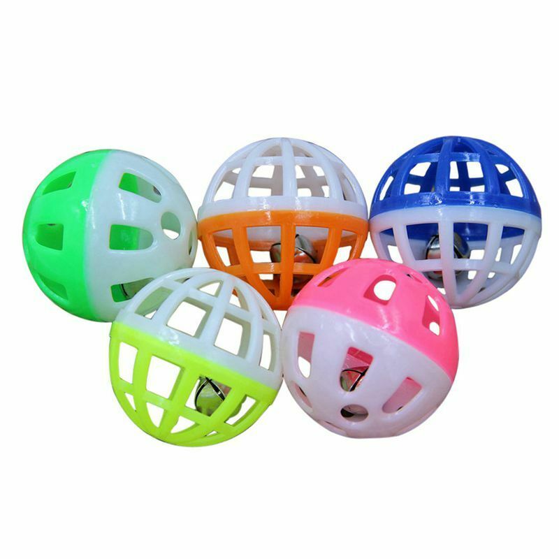 18Pcs Pet Dog Cat Puppy Jingle Bell Ring Ball Round Roll Fetch Play Chew To V1I4