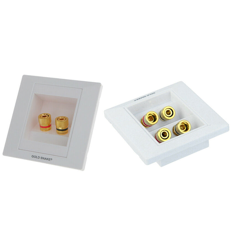 2pcs Speaker Wall Face Plate with 2+4 Golden Binding Posts Banana Plug