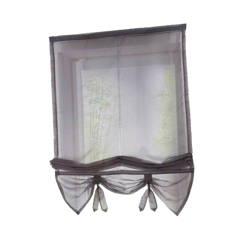 Solid Gray Roman Curtains Sheer Window Shade Blinds (Rod Pocket 120x155cm)